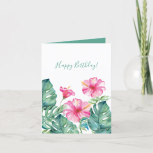 Aquarelle Tropical Floral et Carte d'anniversaire 