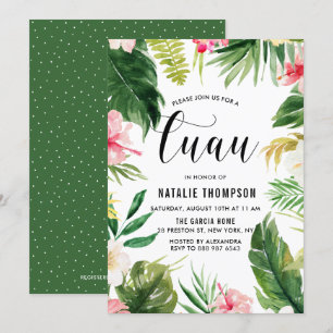 Aquarelle Tropical Floral Frame Luau Invitation