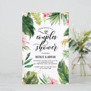 Aquarelle Tropical Frame Couples Invitation de dou