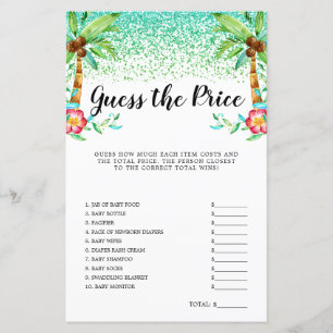 Aquarelle Tropical Luau Devinez le jeu de prix