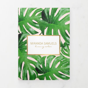 Aquarelle Tropical Monstera Feuille Brochure rose