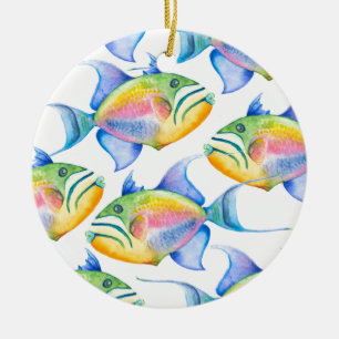 Aquarelle Tropical Poisson Ornement de Noël