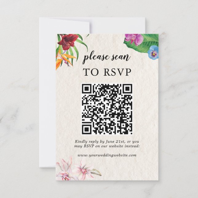Aquarelle Tropical QR Mariage Scan to RSVP (Devant)
