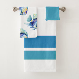 Aquarelle tropicale Colorée Salle de bain de poiss