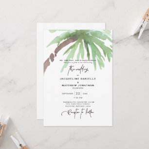 Aquarelle tropicale Faire-part de mariage blanc