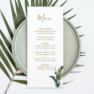 Aquarelle Tropicale Foliage Gold Menu Mariage