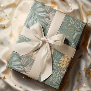 Aquarelle Tropicale Gold & Green Feuille Motif