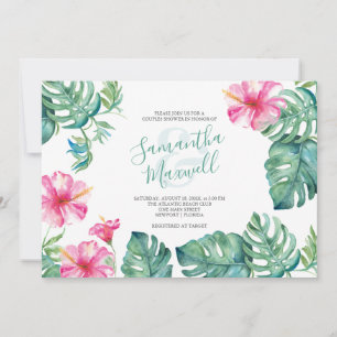 Aquarelle tropicale Hibiscus Fleur Couples Douche