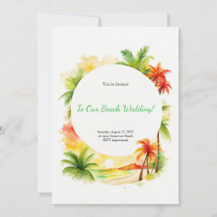 Aquarelle tropicale Plage Mariage Invitation