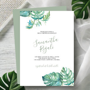 Aquarelle tropicale Verdure Fête des mariées Invit