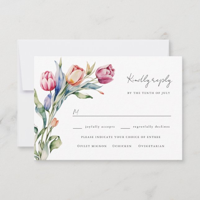 Aquarelle tulipe mariage rsvp (Devant)
