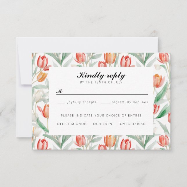 Aquarelle tulipe mariage rsvp (Devant)