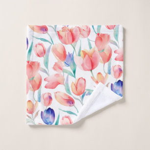 Aquarelle Tulipes Motif Lavure serviette