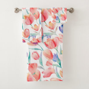 Aquarelle Tulips Motif de salle de bain