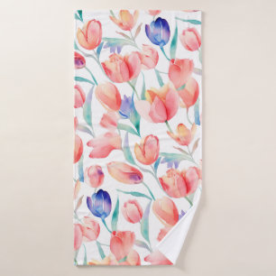Aquarelle Tulips Motif serviette de bain