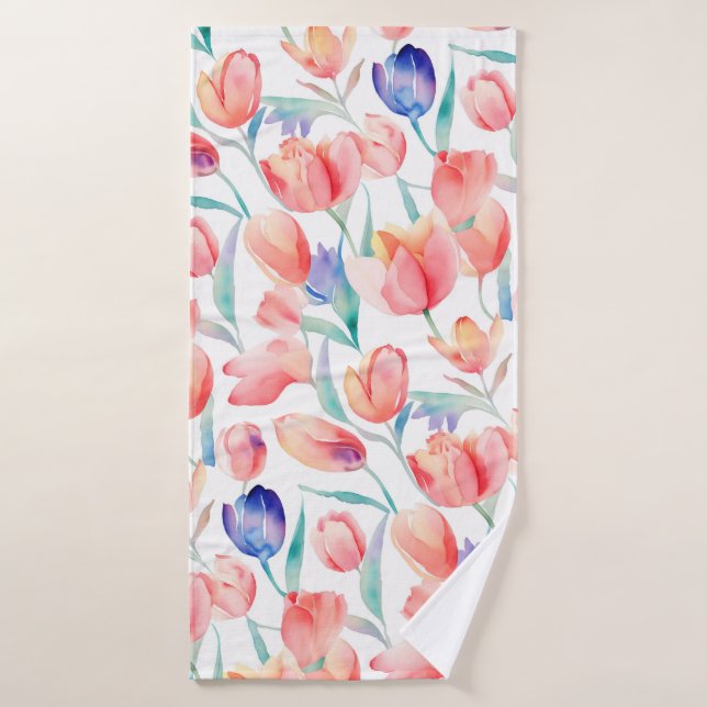 Aquarelle Tulips Motif serviette de bain (Serviette de bain)