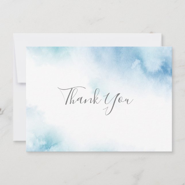 Aquarelle Turquoise bleue Carte de remerciements c (Devant)
