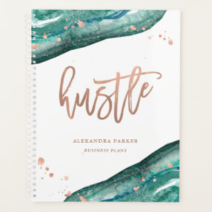 Aquarelle Turquoise et Géode d'or Faux Rose Imme