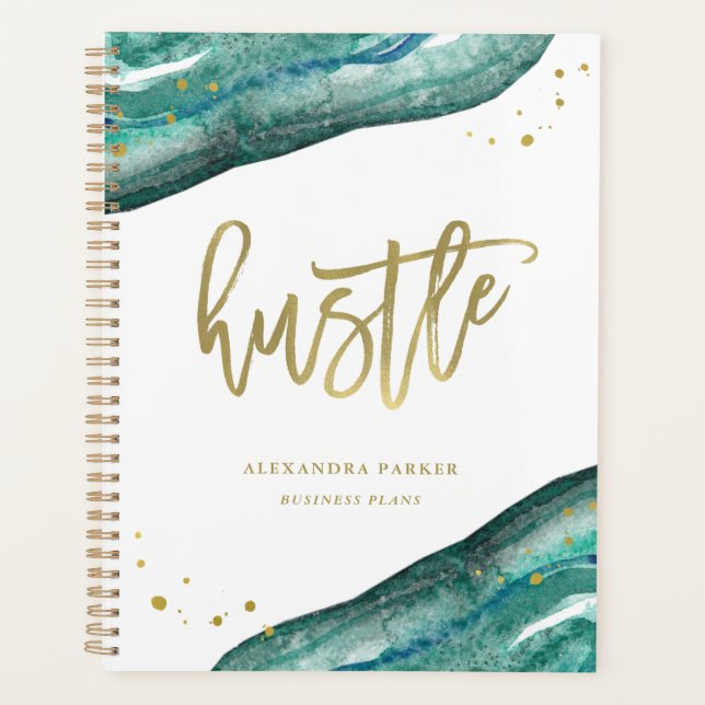Aquarelle Turquoise et Gold Geode | Hustle (Devant)