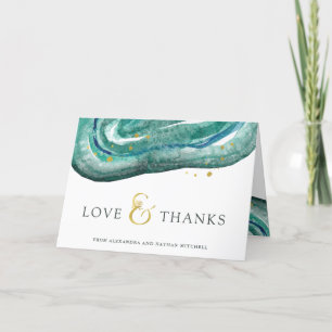 Aquarelle Turquoise et Gold Geode Merci Mariage