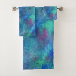 Aquarelle Turquoise rose bleue Abstraction