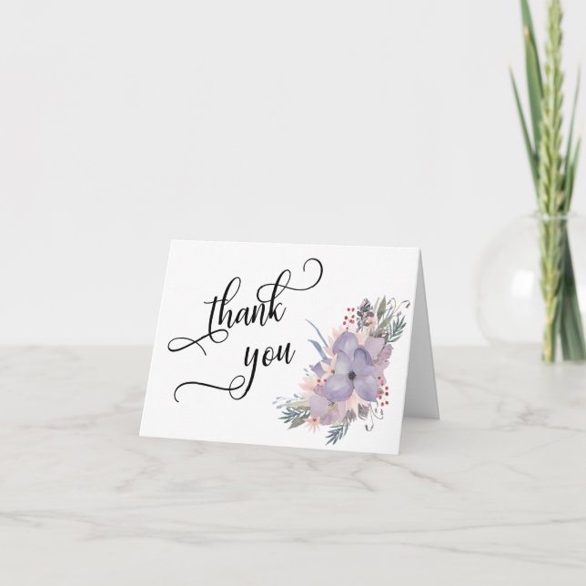 Aquarelle Typographie Script Floral Merci (Devant)