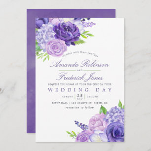 Aquarelle ultra violette Faire-part de mariage flo