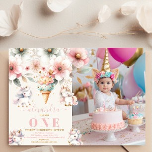 Aquarelle Unicorn Anniversaire Invitation 1ère pho
