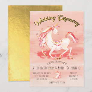 Aquarelle Unicorn Gold Foil Faire-part de mariage