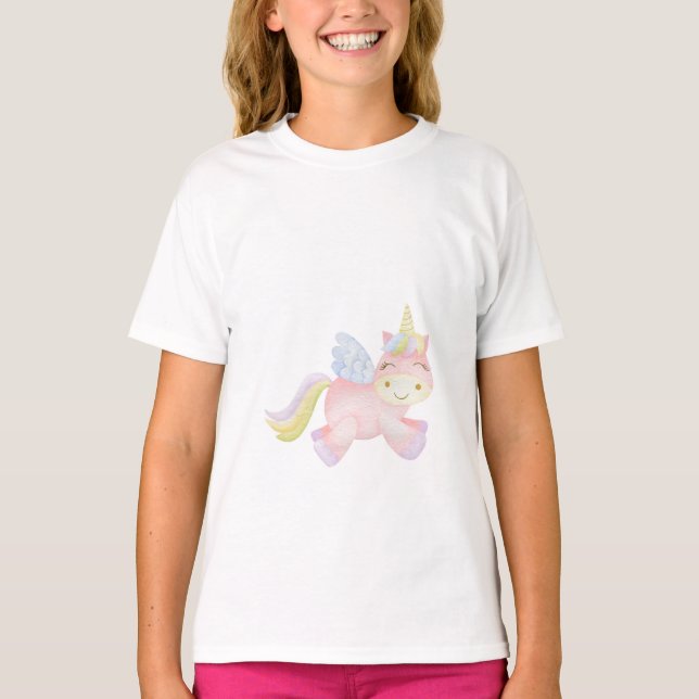Aquarelle Unicorn T-shirt enfant (Devant)