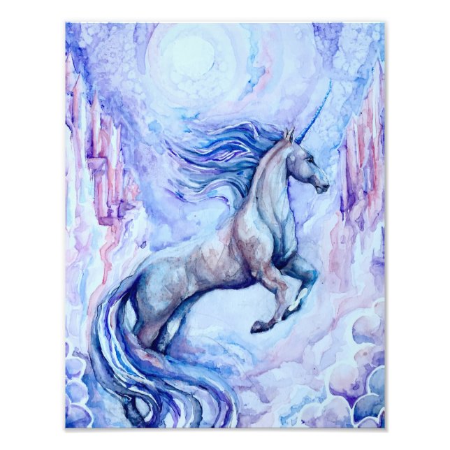 Aquarelle Unicorne Photo Imprimer (Devant)