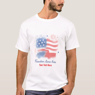 Aquarelle USA Drapeau avec t-shirt Fireworks
