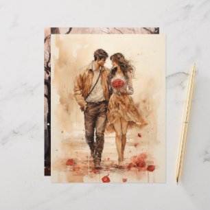 Aquarelle Valentine's Walk Paper Craft Cardstock