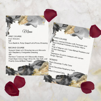 Aquarelle Vanessa Menu Mariage noir et blanc