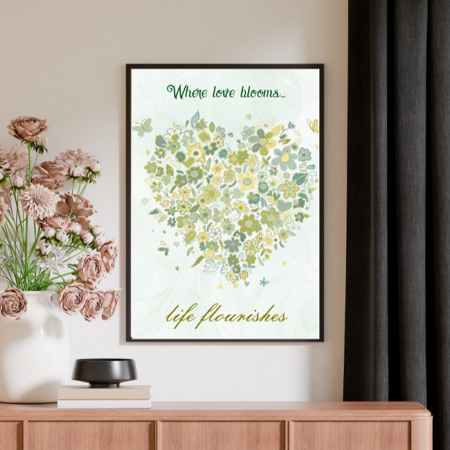 Aquarelle Verdure Botanique Floral Poster Coeur (Créateur téléchargé)