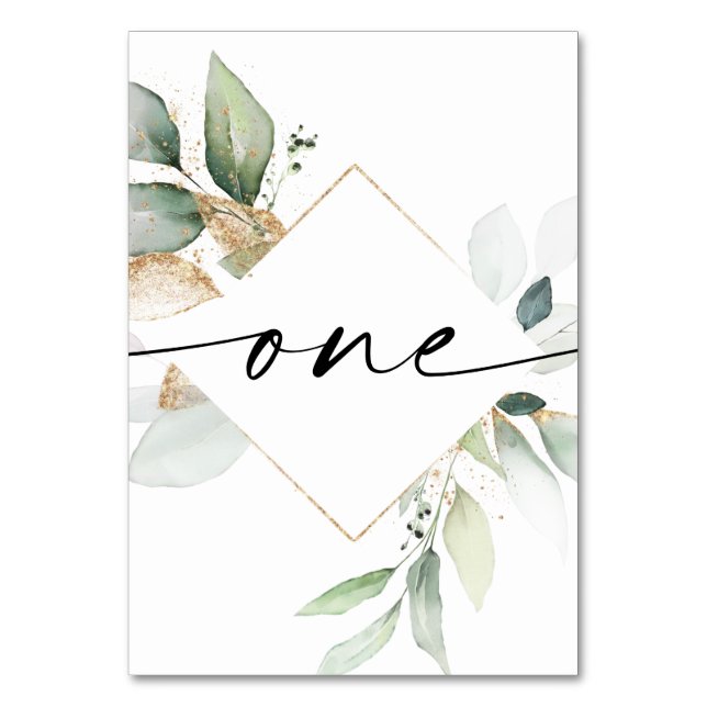 Aquarelle Verdure et Gold Numéro de table Un (Par défaut)