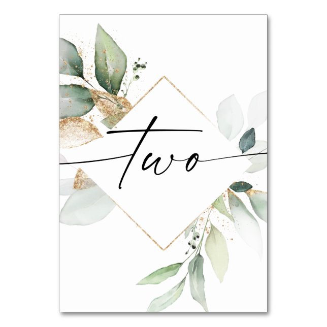 Aquarelle Verdure et Gold Numéros de table Deux (Par défaut)