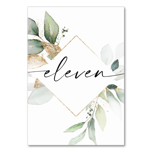 Aquarelle Verdure et Gold Numéros de table Onze (Par défaut)