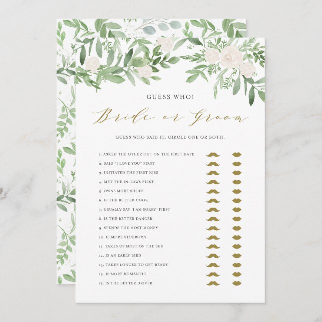 Aquarelle Verdure Il A Dit Qu'Elle A Dit Carte De  (Devant / Derrière)