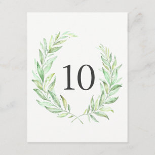 Aquarelle Verdure Laurel Wreath Numéro de table