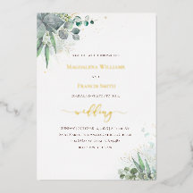 aquarelle verdure mariage Foil Invitation