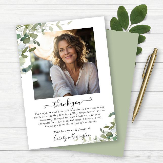 Aquarelle Verdure Merci funéraire (Watercolor Greenery Funeral Thank You Card)