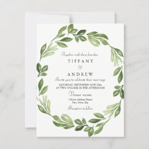 Aquarelle Verdure Printemps Invitation de mariage