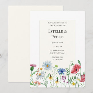 Aquarelle vert beige Faire-part de mariage fleuri
