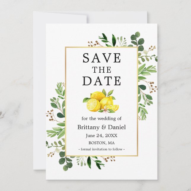 Aquarelle Vert citron Enregistrer La Carte Date (Devant)