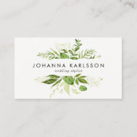 Aquarelle Vert Feuilles Cadre Carte de visite mode