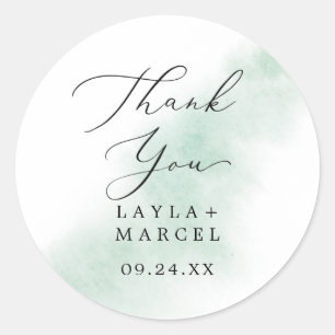 Aquarelle Vert Merci Mariage Faveur Sticker