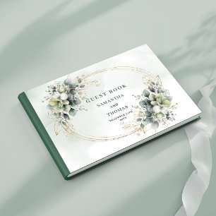Aquarelle Vert Or Sage Vert Livre d'or de mariage