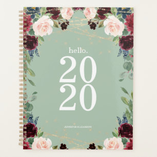 Aquarelle vert printemps Floral Hello 2020 mignonn