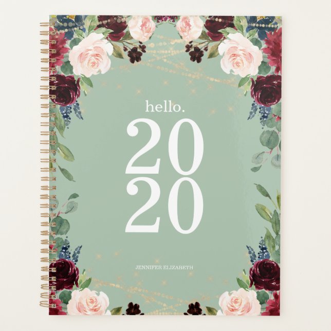 Aquarelle vert printemps Floral Hello 2020 mignonn (Devant)
